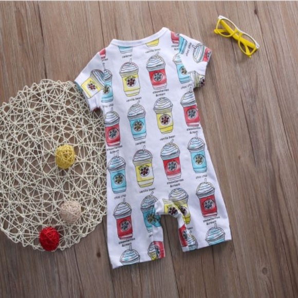 “frappe shorty" 12 mo. Unisex romper - Picture 3 of 3